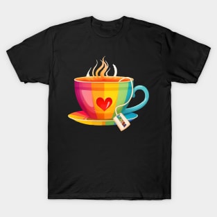 Proud LGBTQ gay pride tea drinker Rainbow Colored Tea Cup LGBTea T-Shirt